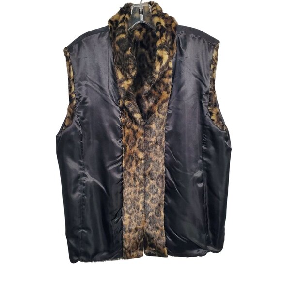 Donna Salyers Fabulous Faux Fur Size XL Vest Coat Leopard Print Plush Furry Cozy - Picture 11 of 12